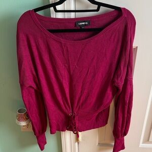 Express Women's Fuchsia Scoop Neck Blouse with Balloon Sleeves